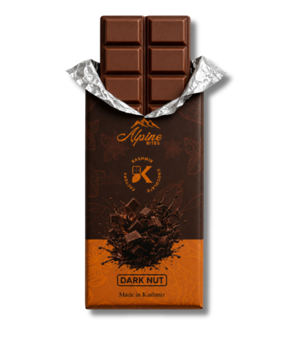 Dark chocolate squares with crunchy roasted peanut pieces.